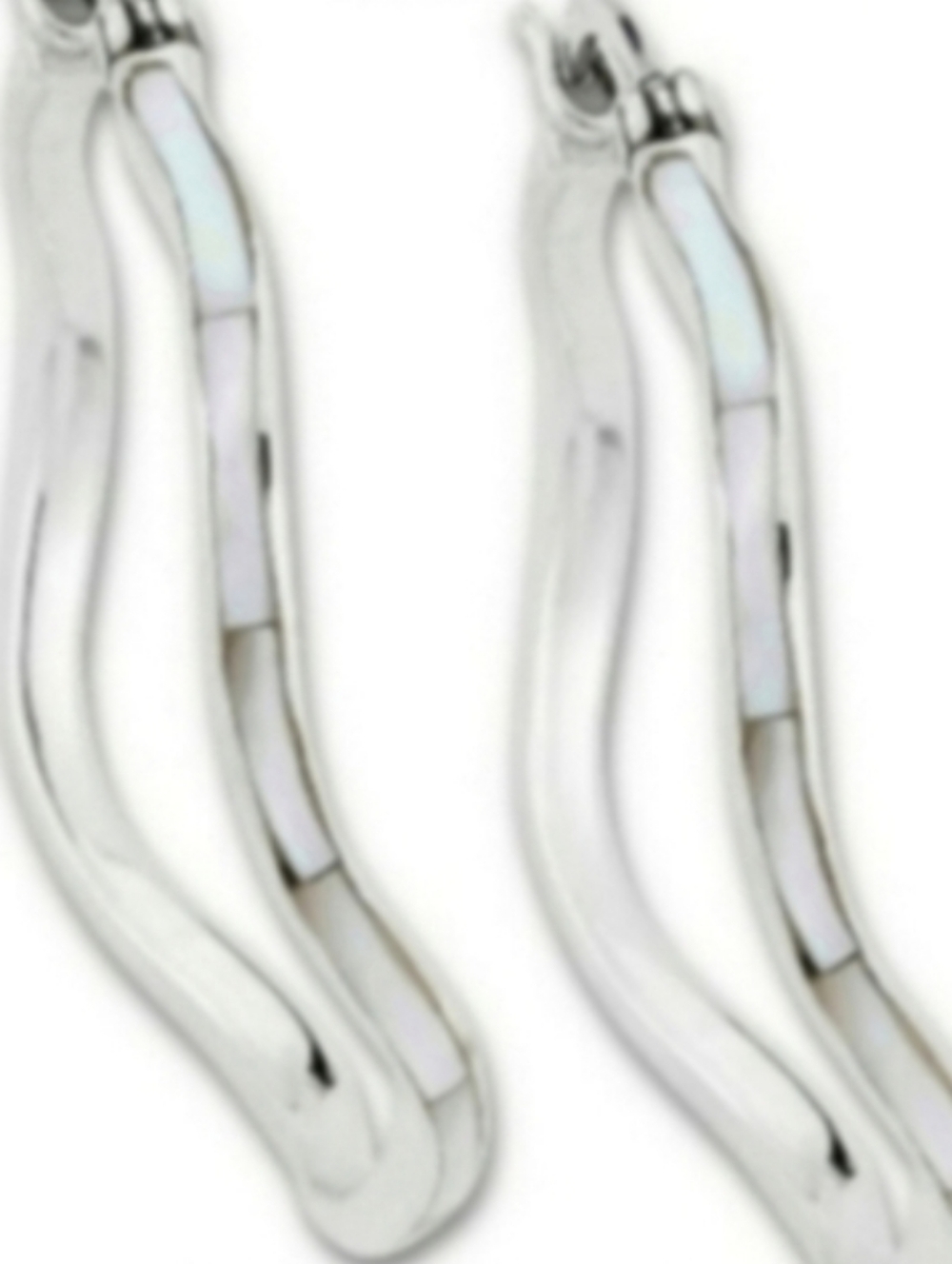 Samuel B. Silver Wavy Hoop Earrings Mother Of Pearl 925 Sterling Silver - Picture 3 of 9